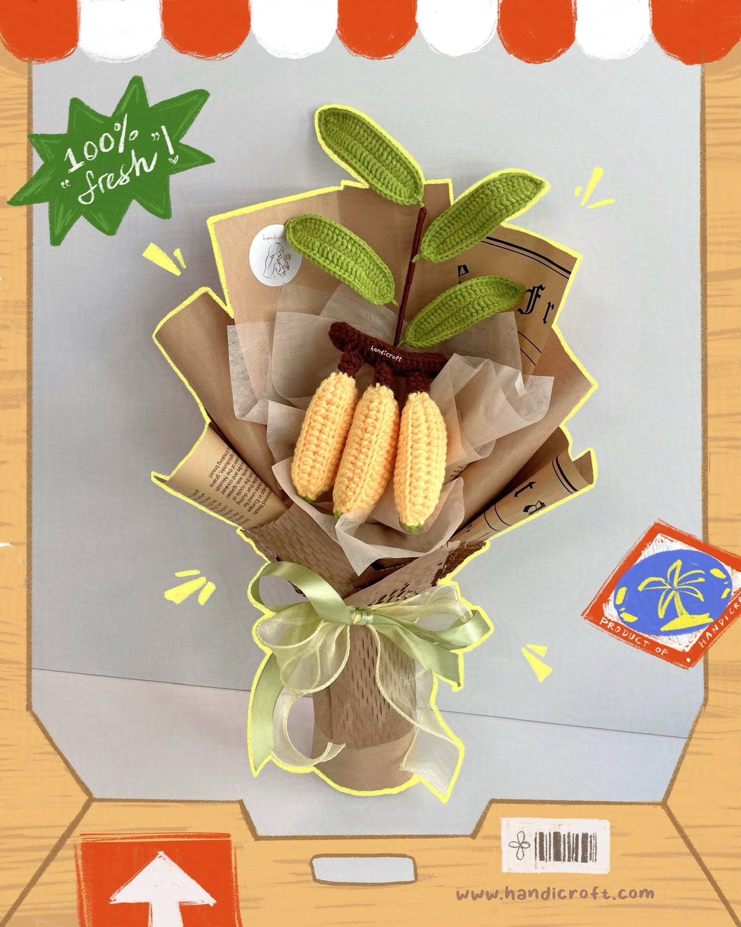 handicroft singapore handmade crochet fruit veggie single stalk diy garden banana