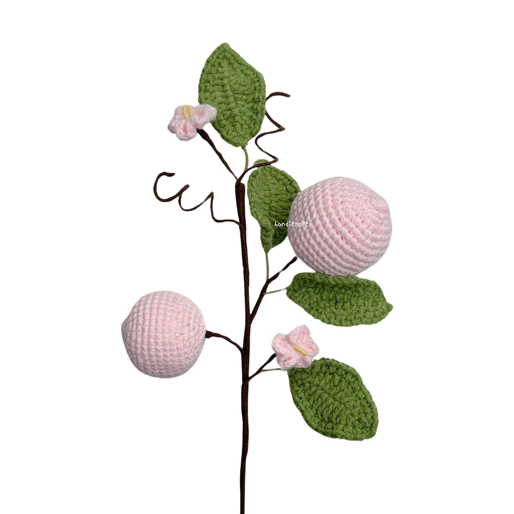 handicroft singapore handmade crochet fruit veggie single stalk diy garden light pink peach