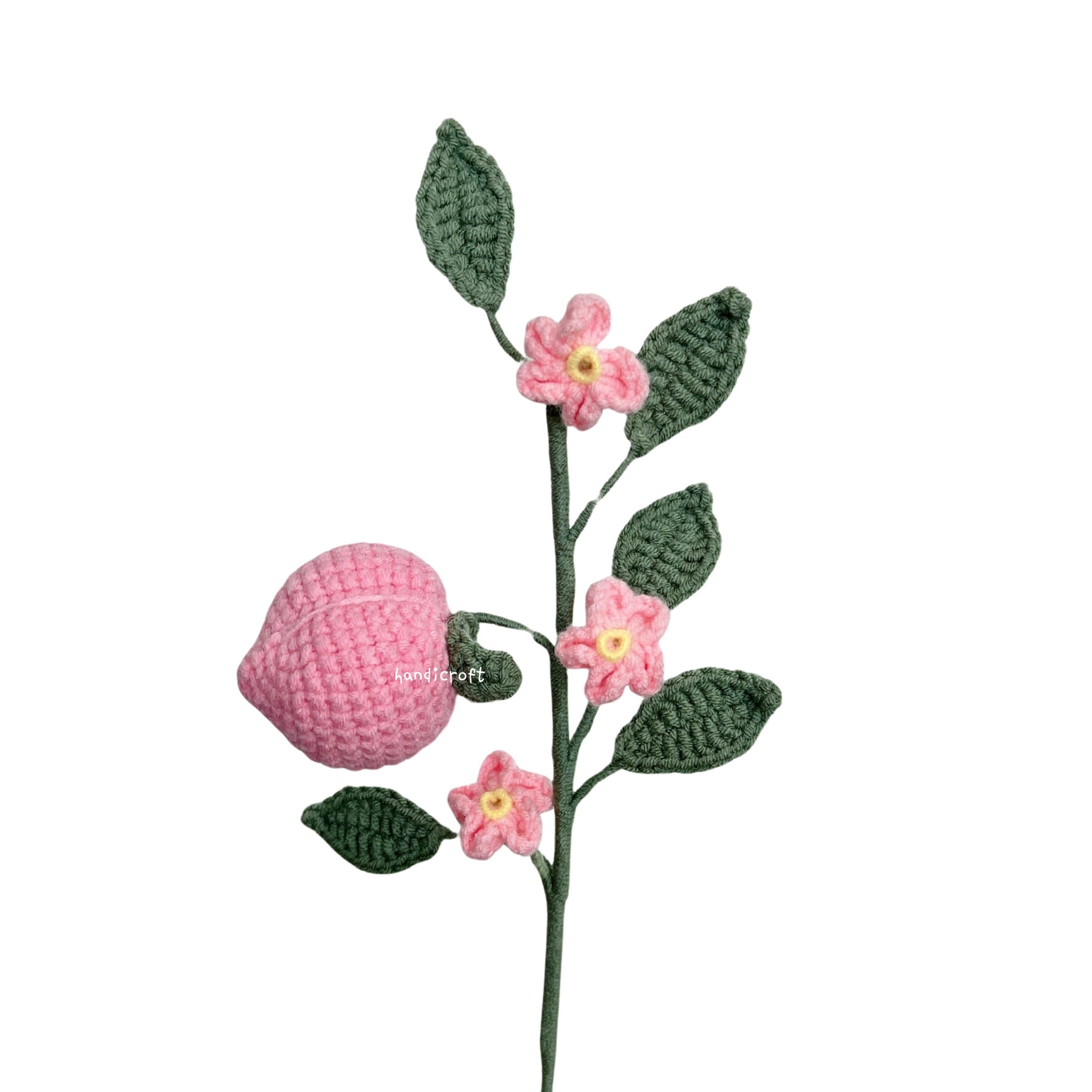 handicroft singapore handmade crochet fruit veggie single stalk diy garden pink peach