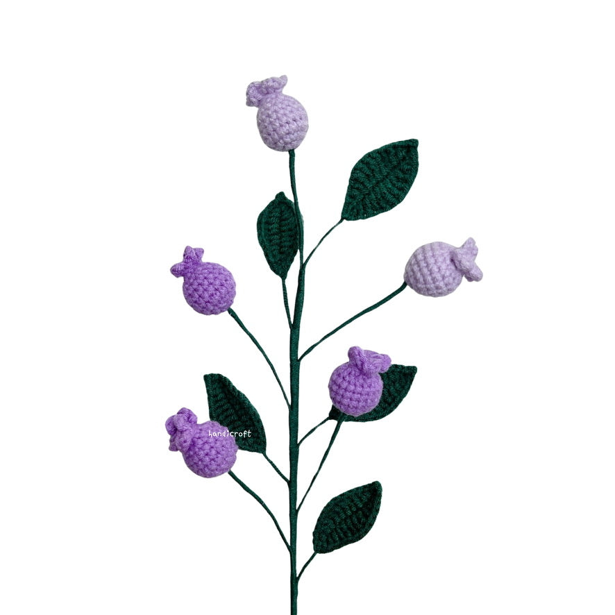 handicroft singapore handmade crochet fruit veggie single stalk diy garden purple blueberry