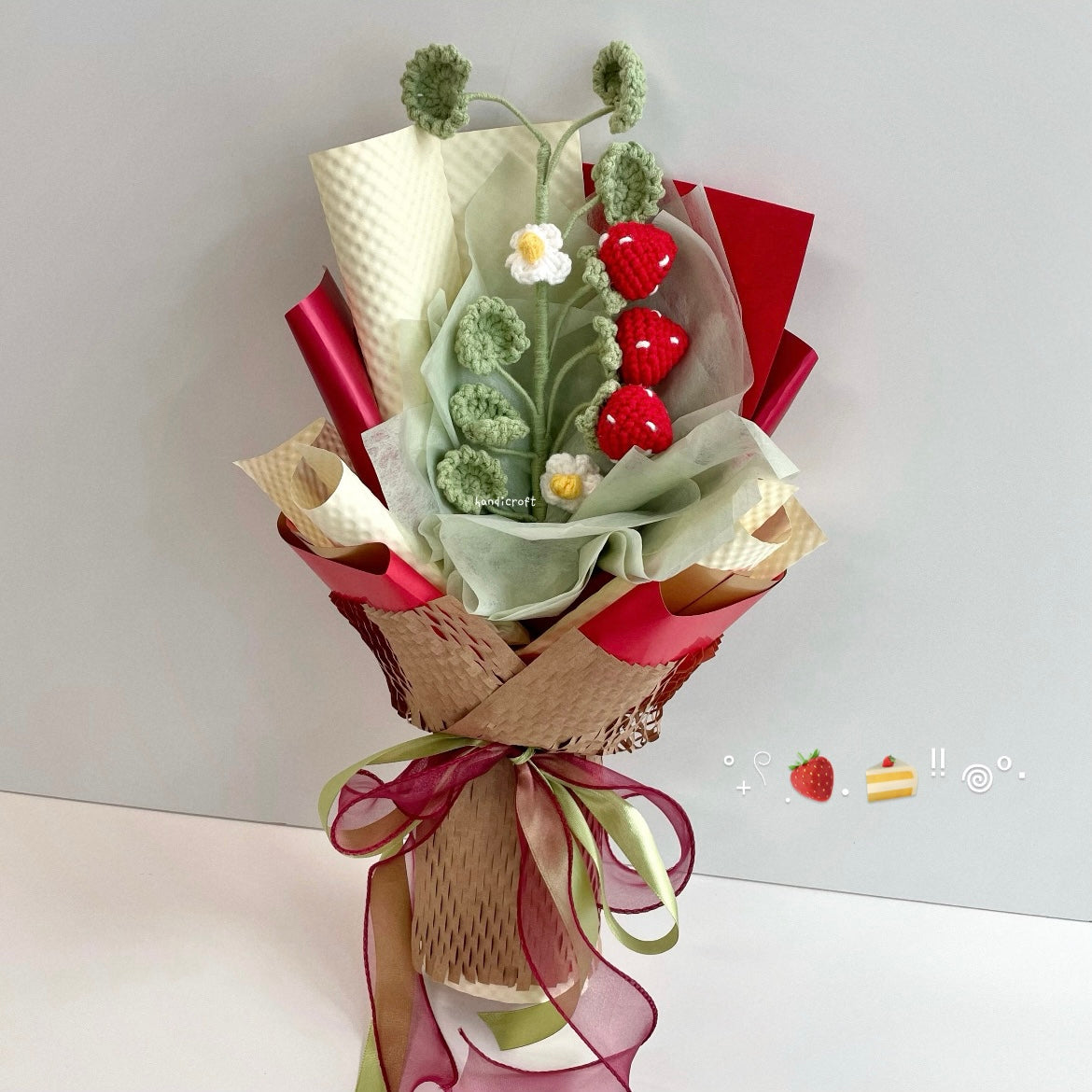 handicroft singapore handmade crochet fruit veggie single stalk diy garden strawberry