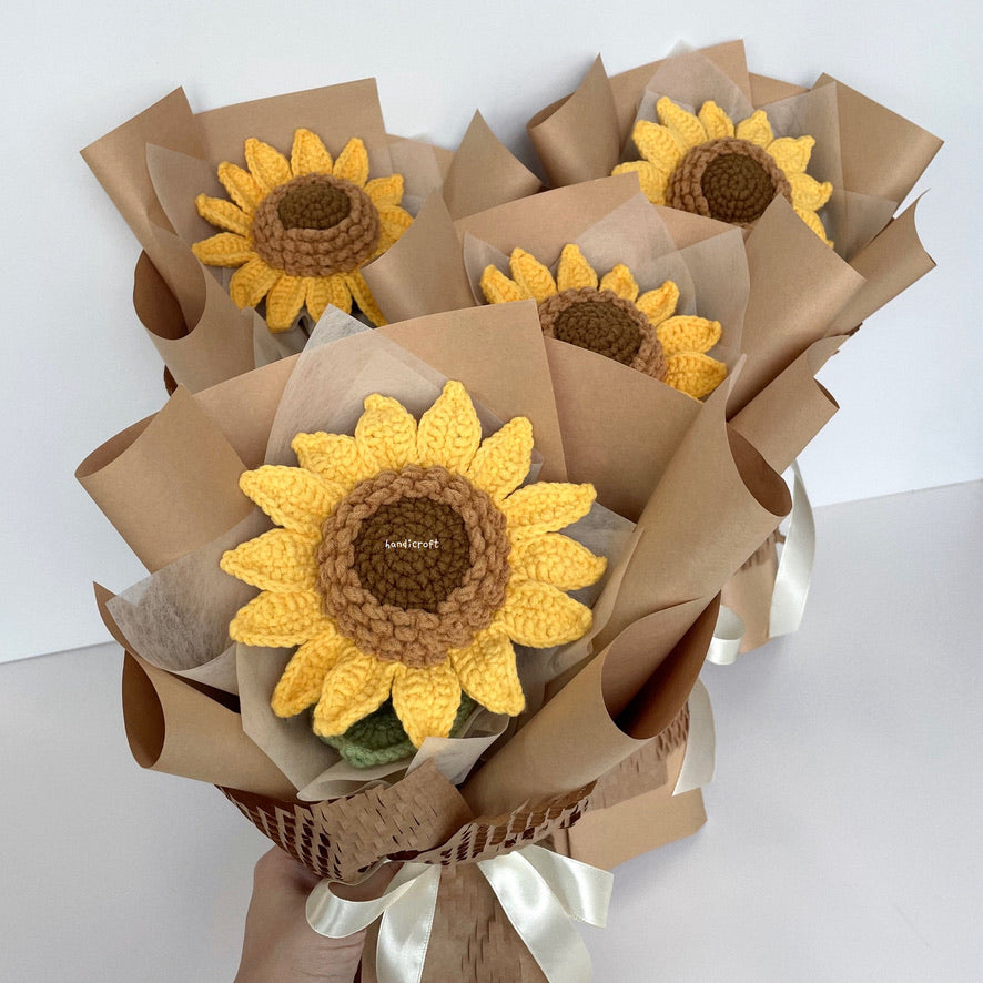handicroft singapore handmade crochet jumbo single layer petal sunflower single stalk flower