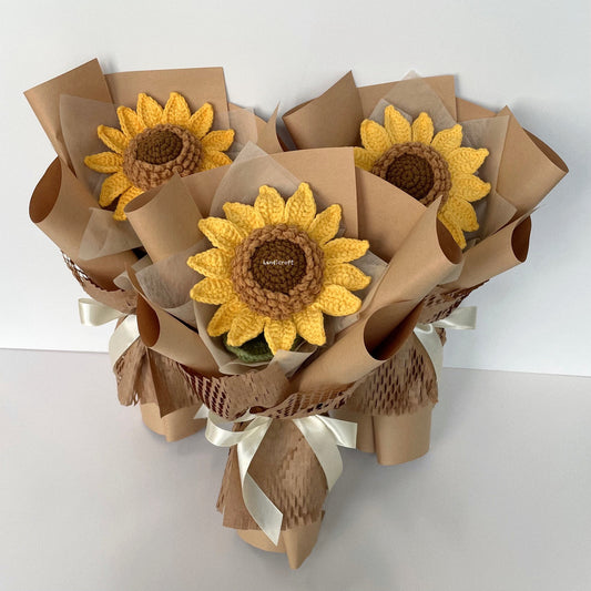 handicroft singapore handmade crochet jumbo single layer petal sunflower single stalk flower