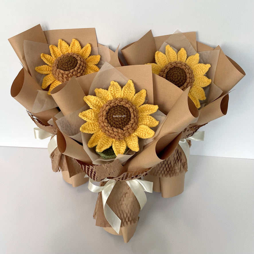 handicroft singapore handmade crochet jumbo single layer petal sunflower single stalk flower