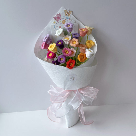 handicroft singapore handmade crochet lily of the valley rainbow colourful flower bouquet