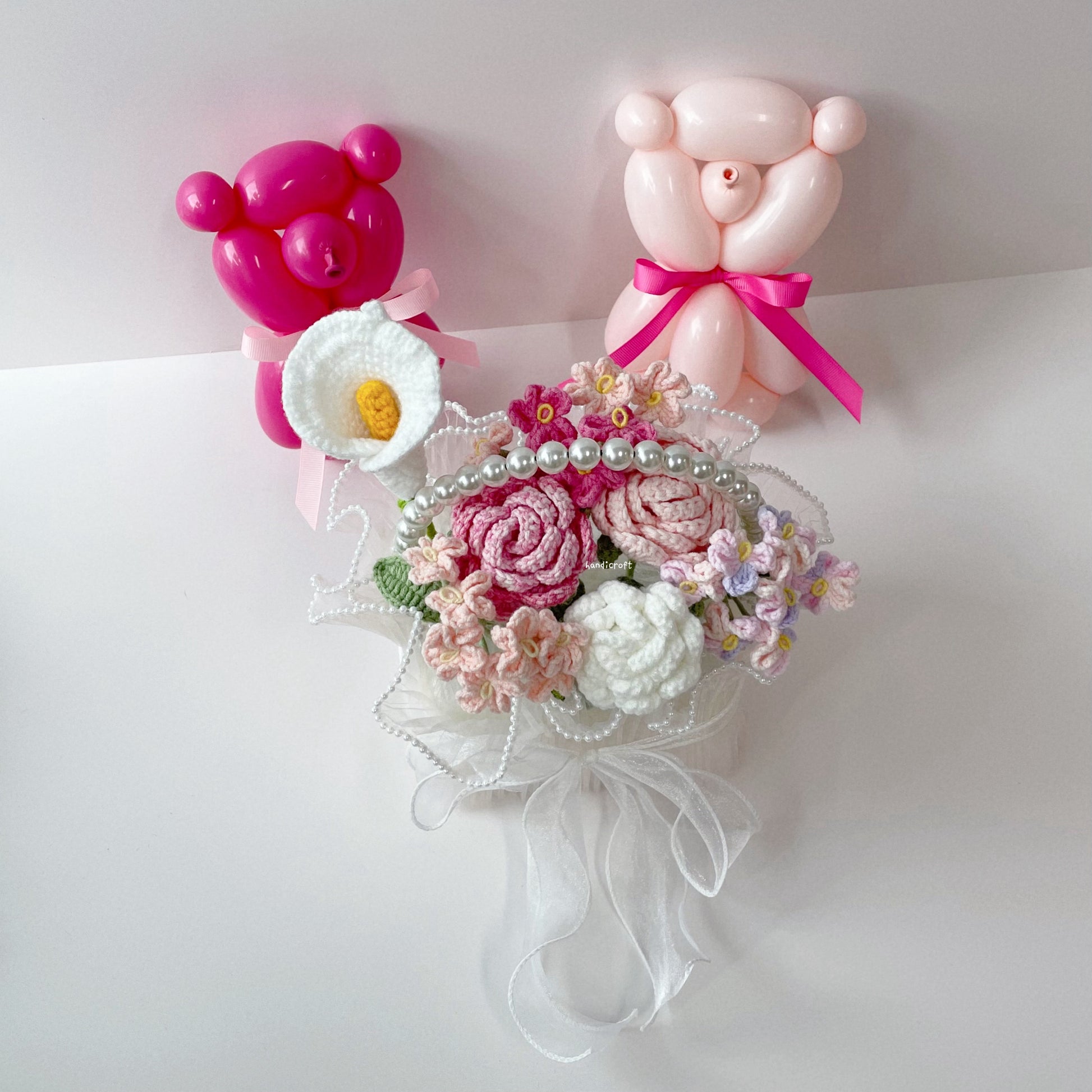 handicroft singapore handmade crochet mini flower bloom basket everlasting flowers in pink