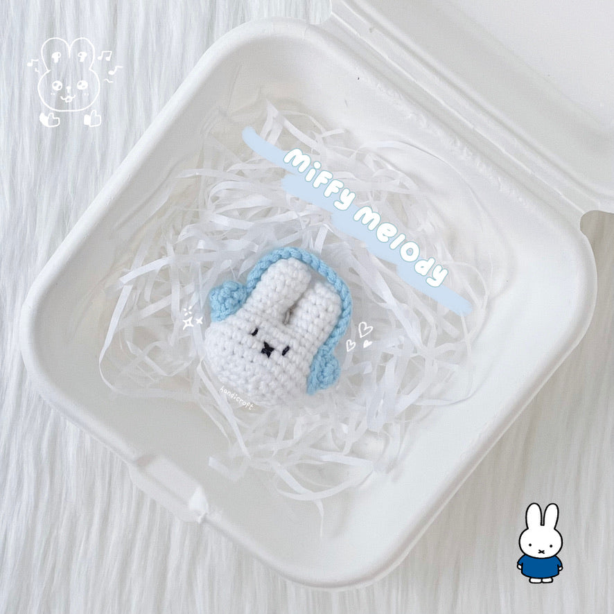 handicroft singapore handmade crochet mini miffy headphone amigurumi keychain
