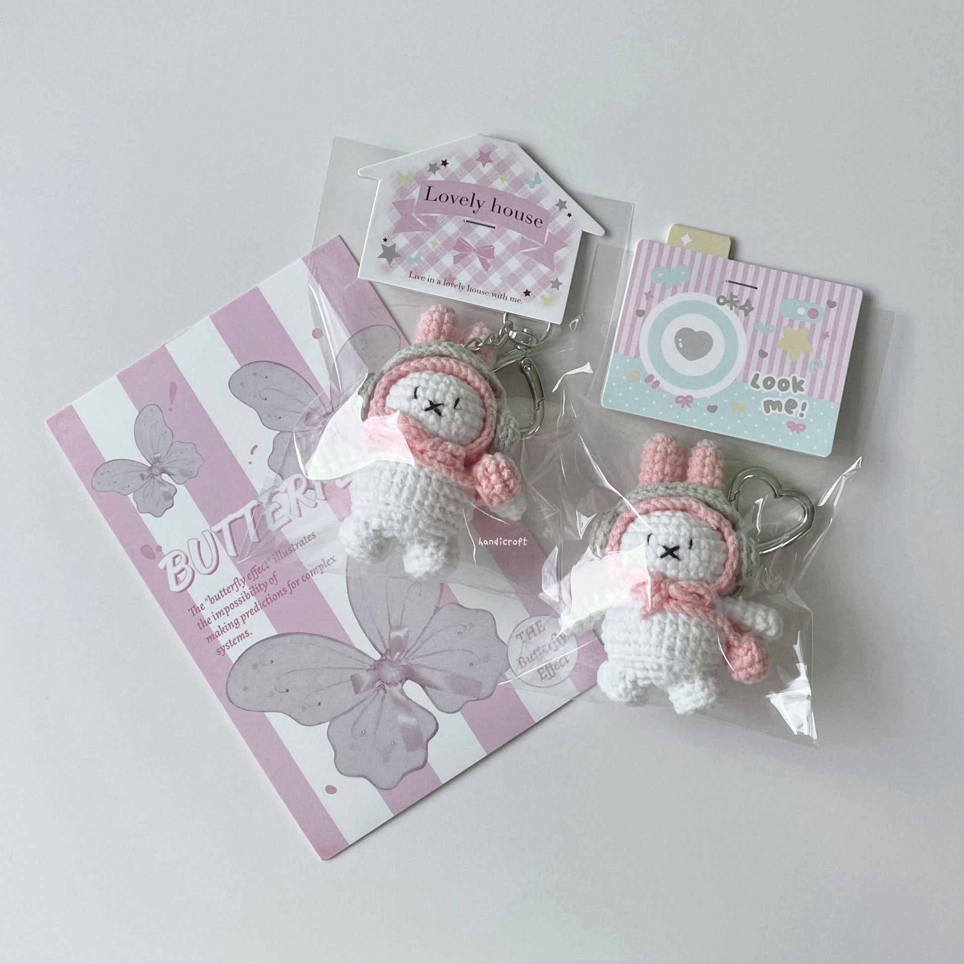 handicroft singapore handmade crochet mini miffy headphone pastel amigurumi keychain