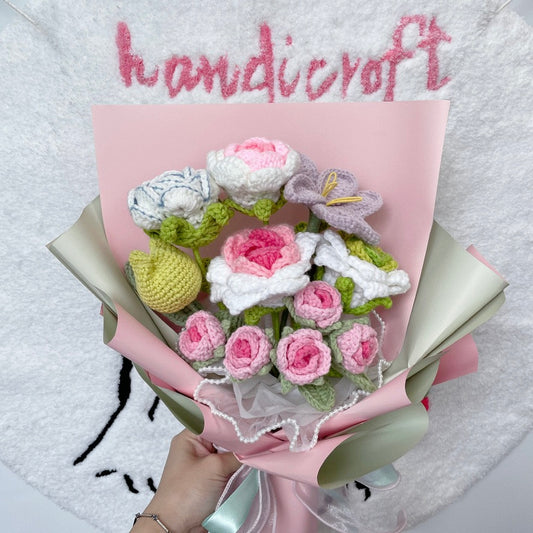 handicroft singapore handmade crochet pastel flower bouquet spring whispers