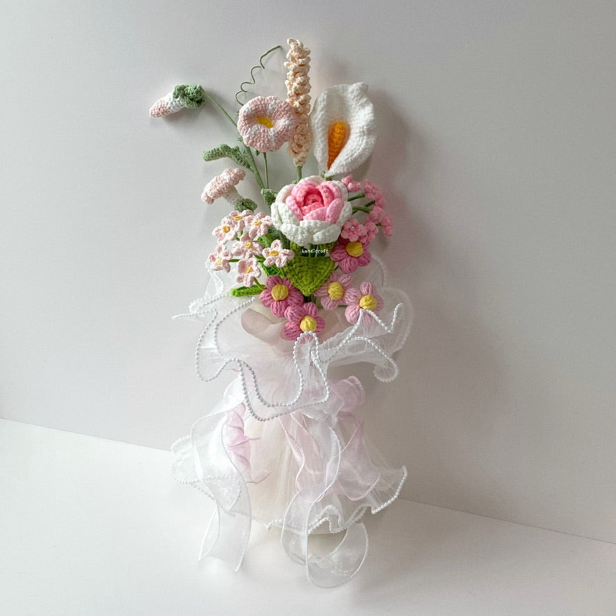 handicroft singapore handmade crochet pink flower bouquet rosy dreams
