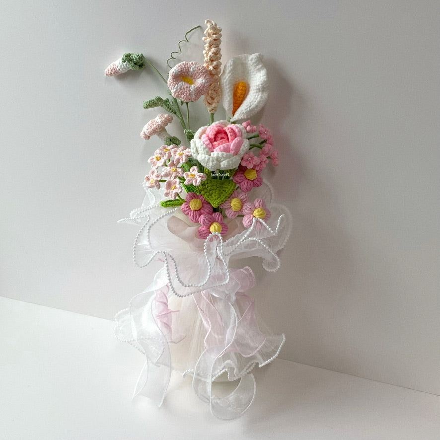 handicroft singapore handmade crochet pink flower bouquet rosy dreams