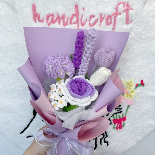 handicroft singapore handmade crochet purple flower bouquet purple petals