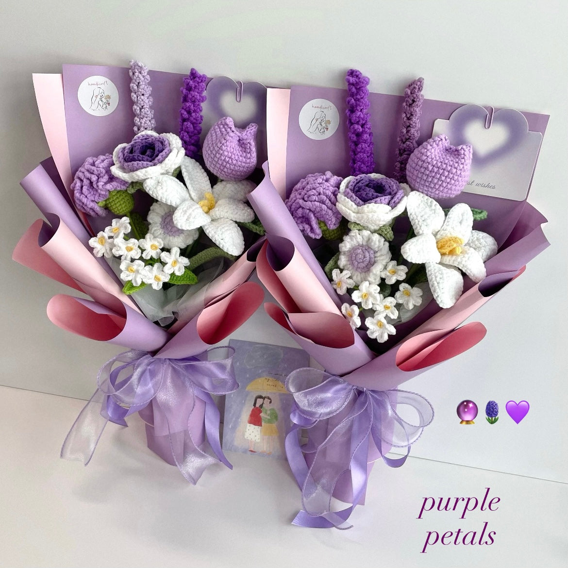 handicroft singapore handmade crochet purple flower bouquet purple petals