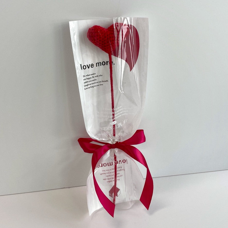 handicroft singapore handmade crochet red heart single stalk everlasting flower