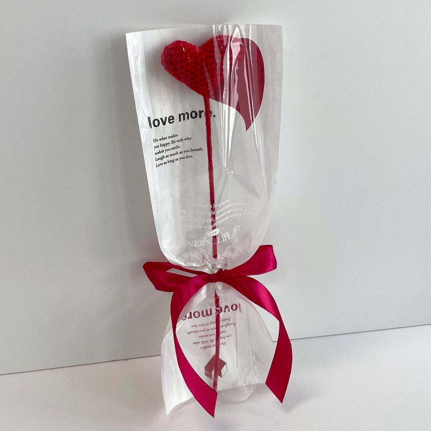 handicroft singapore handmade crochet red heart single stalk everlasting flower