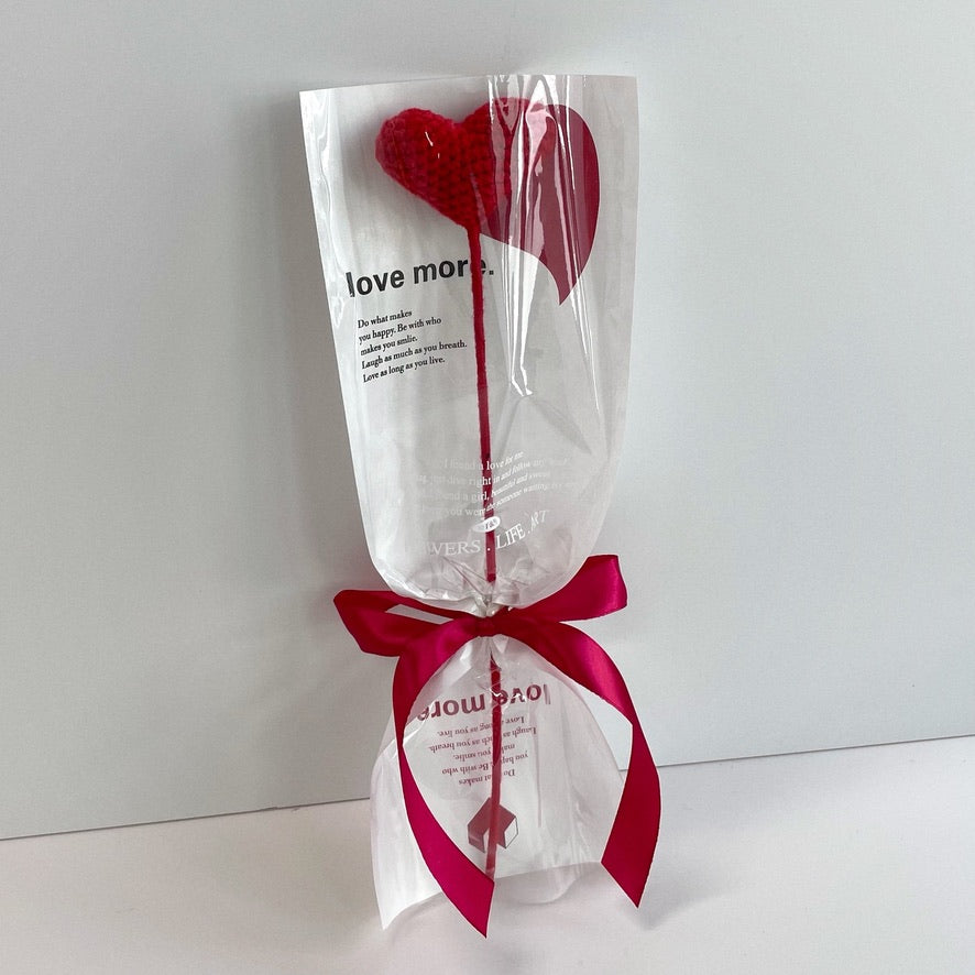 handicroft singapore handmade crochet red heart single stalk everlasting flower