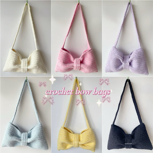 handicroft singapore handmade crochet ribbon bow shoulder bag coquette aesthetic accessory