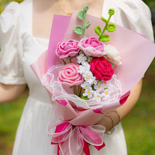 handicroft singapore handmade crochet special roses flower bouquet you & me, always