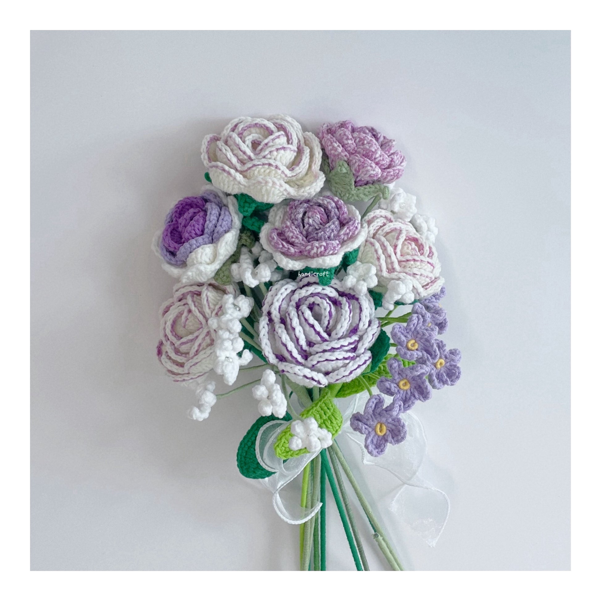 handicroft singapore handmade crochet special roses purple flower bouquet grape glow