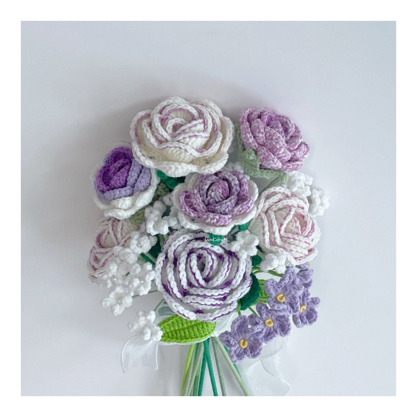 handicroft singapore handmade crochet special roses purple flower bouquet grape glow