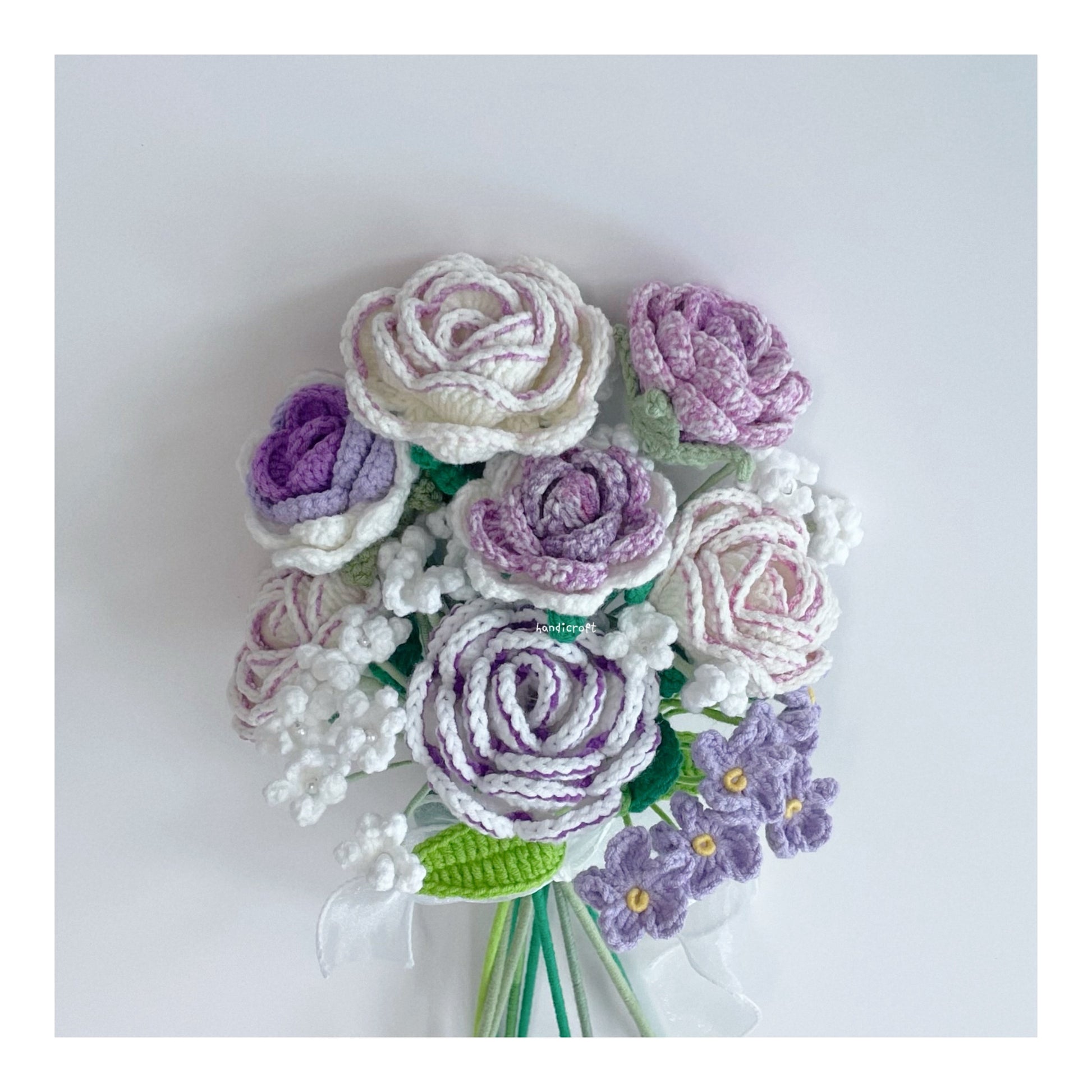 handicroft singapore handmade crochet special roses purple flower bouquet grape glow