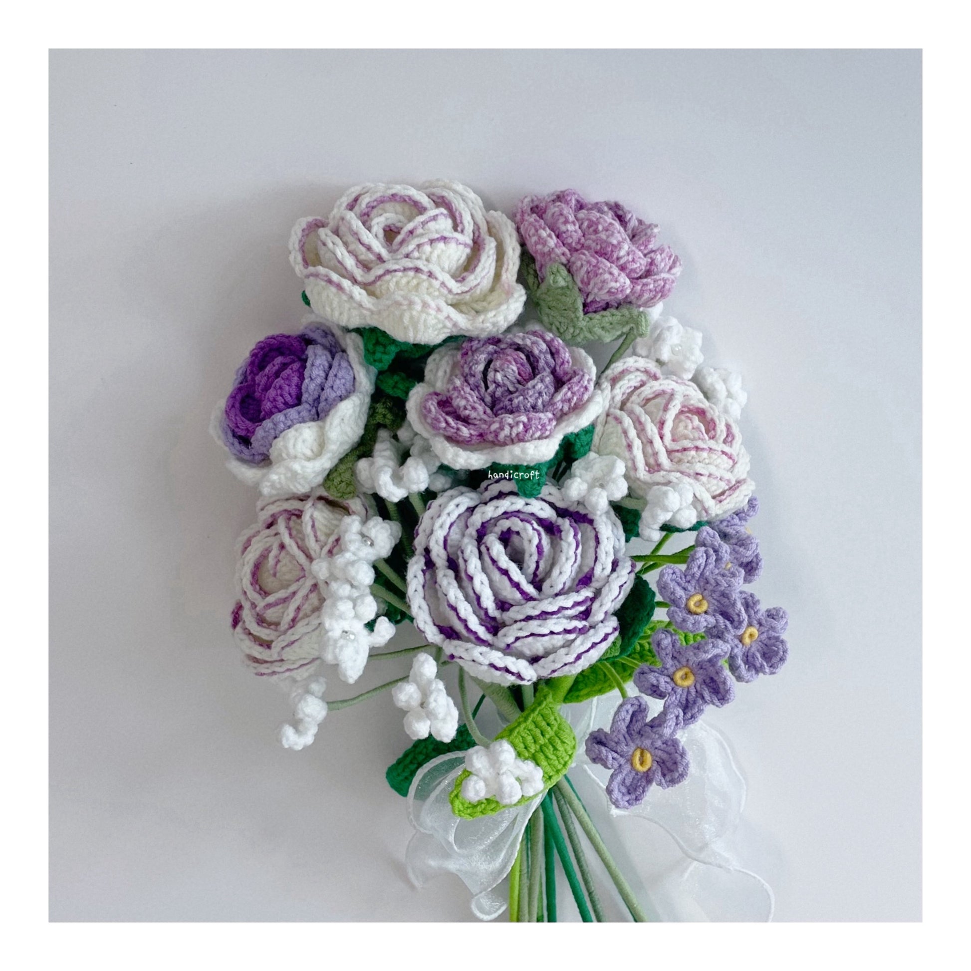 handicroft singapore handmade crochet special roses purple flower bouquet grape glow