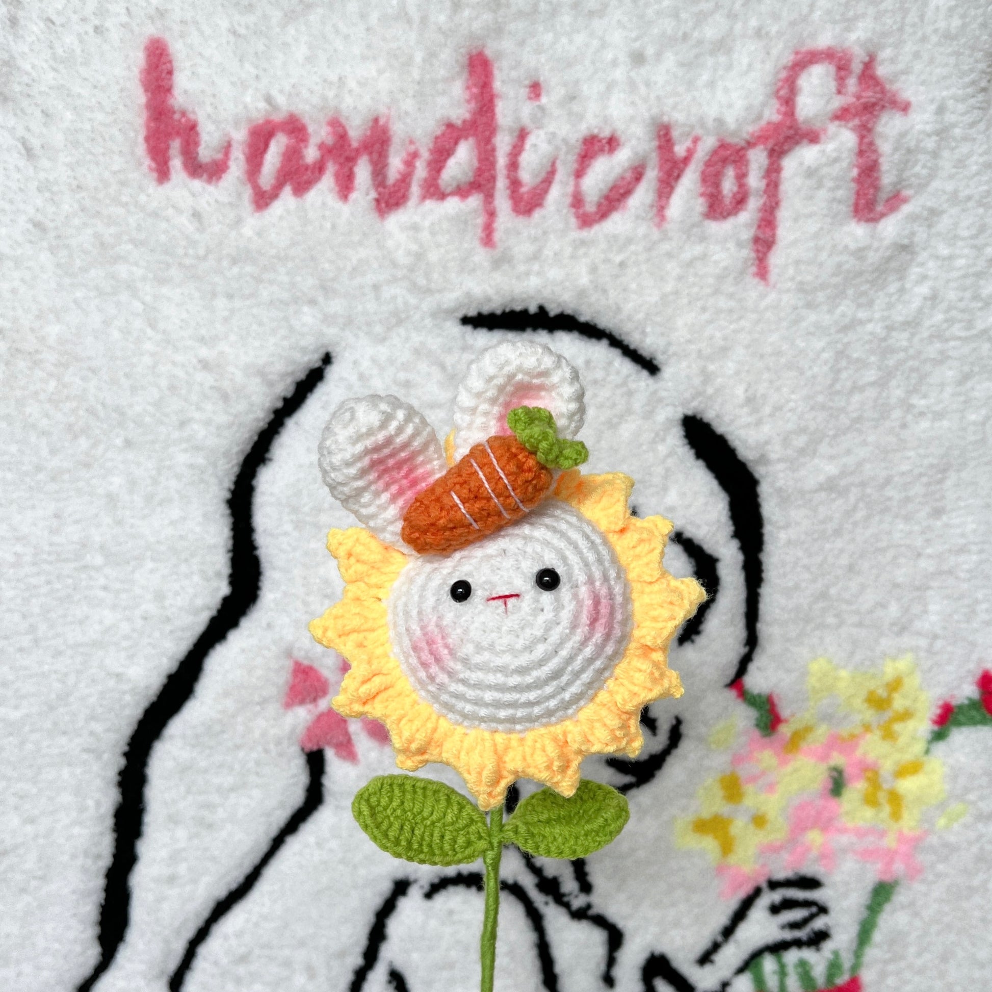 handicroft singapore handmade crochet sunflower animal characters flower bear rabbit doraemon panda