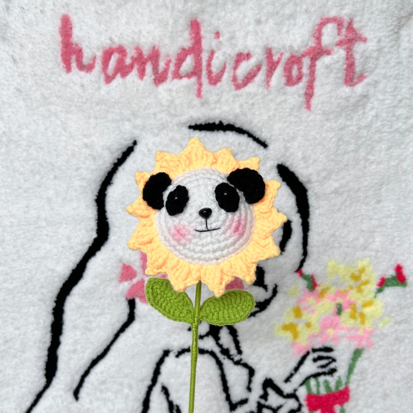handicroft singapore handmade crochet sunflower animal characters flower bear rabbit doraemon panda