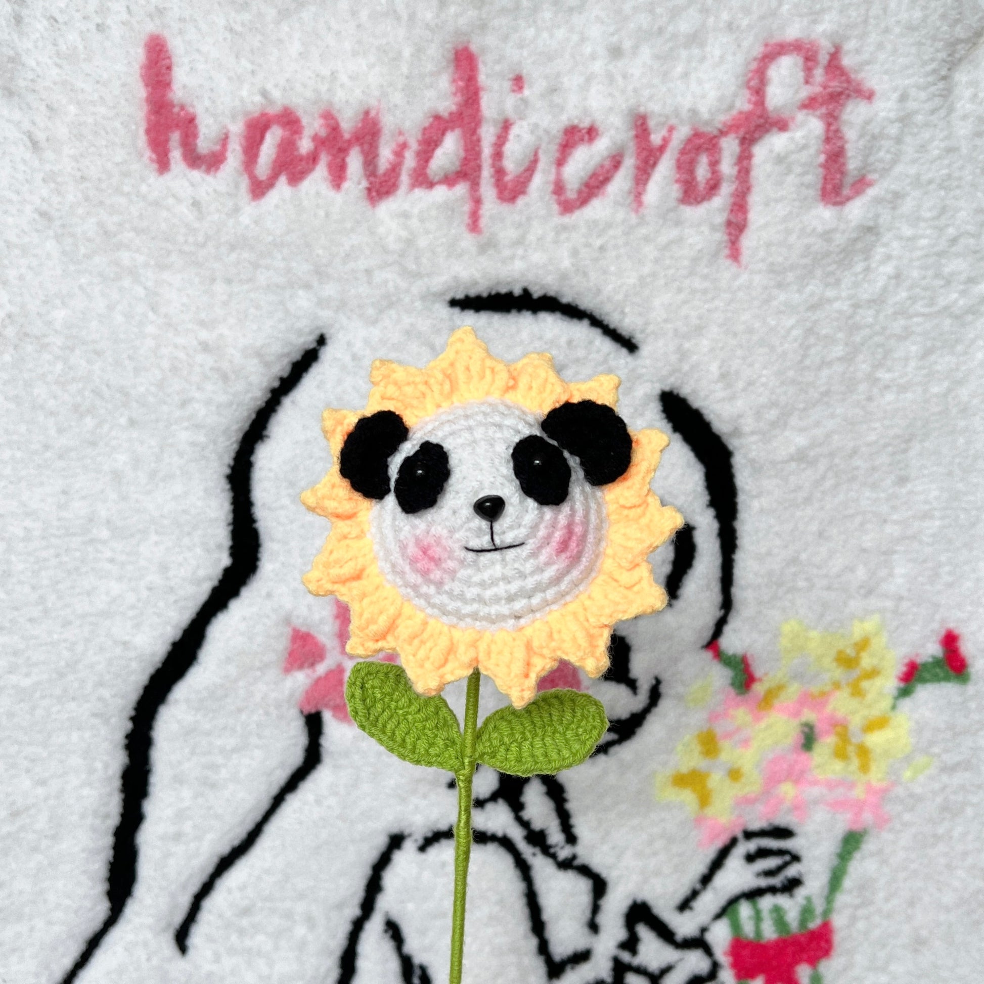 handicroft singapore handmade crochet sunflower animal characters flower bear rabbit doraemon panda