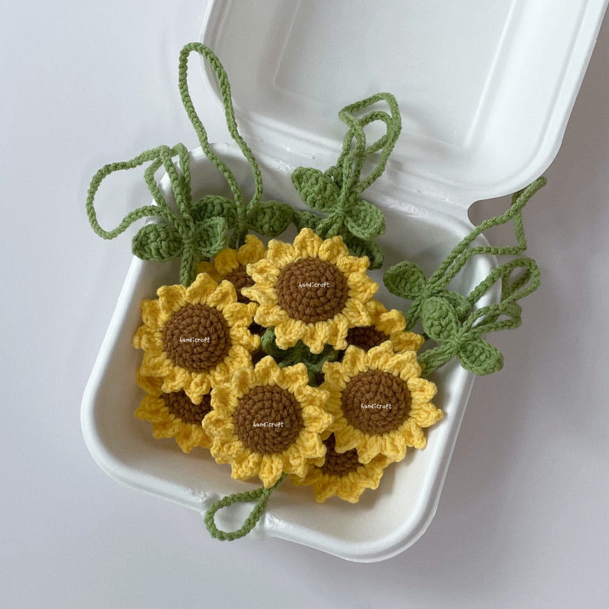handicroft singapore handmade crochet sunflower mini amigurumi bag charm hanging accessory