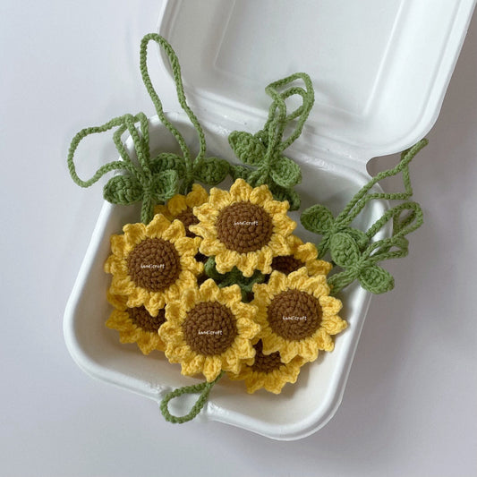 handicroft singapore handmade crochet sunflower mini amigurumi bag charm hanging accessory