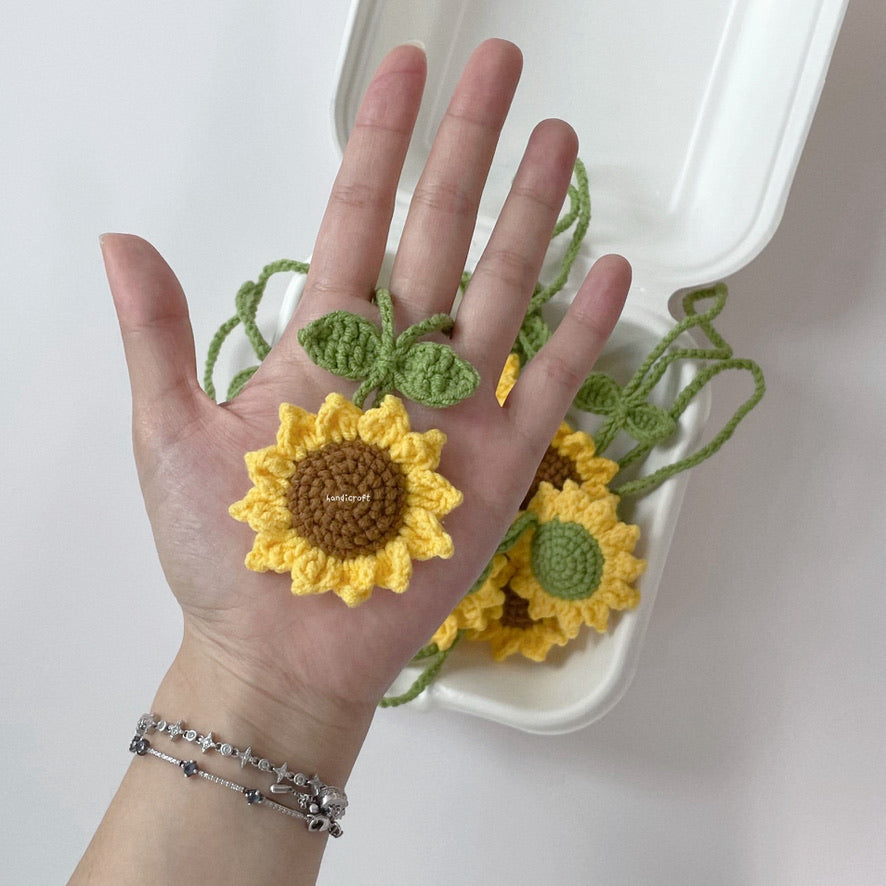 handicroft singapore handmade crochet sunflower mini amigurumi bag charm hanging accessory