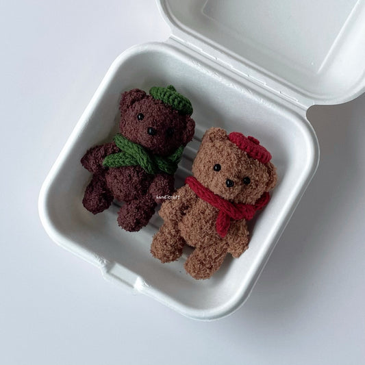 handicroft singapore handmade crochet teddy bear amigurumi keychain light and dark brown