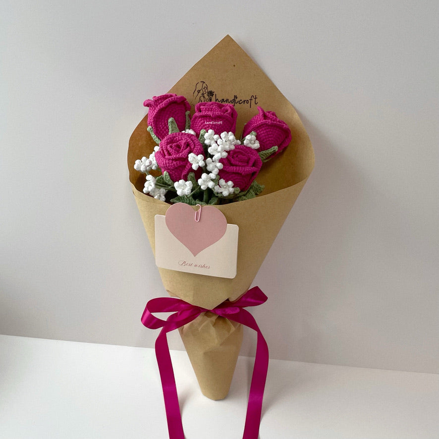 handicroft singapore handmade crochet wineglass roses flower bouquet cheers to forever 4 colours