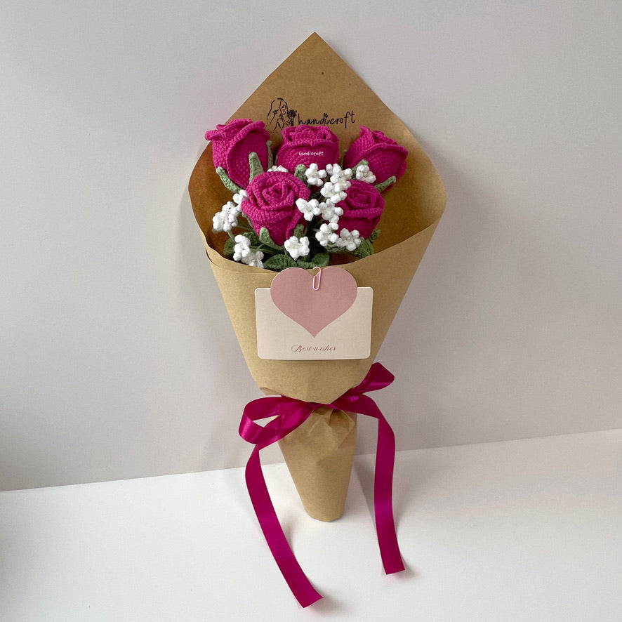 handicroft singapore handmade crochet wineglass roses flower bouquet cheers to forever 4 colours