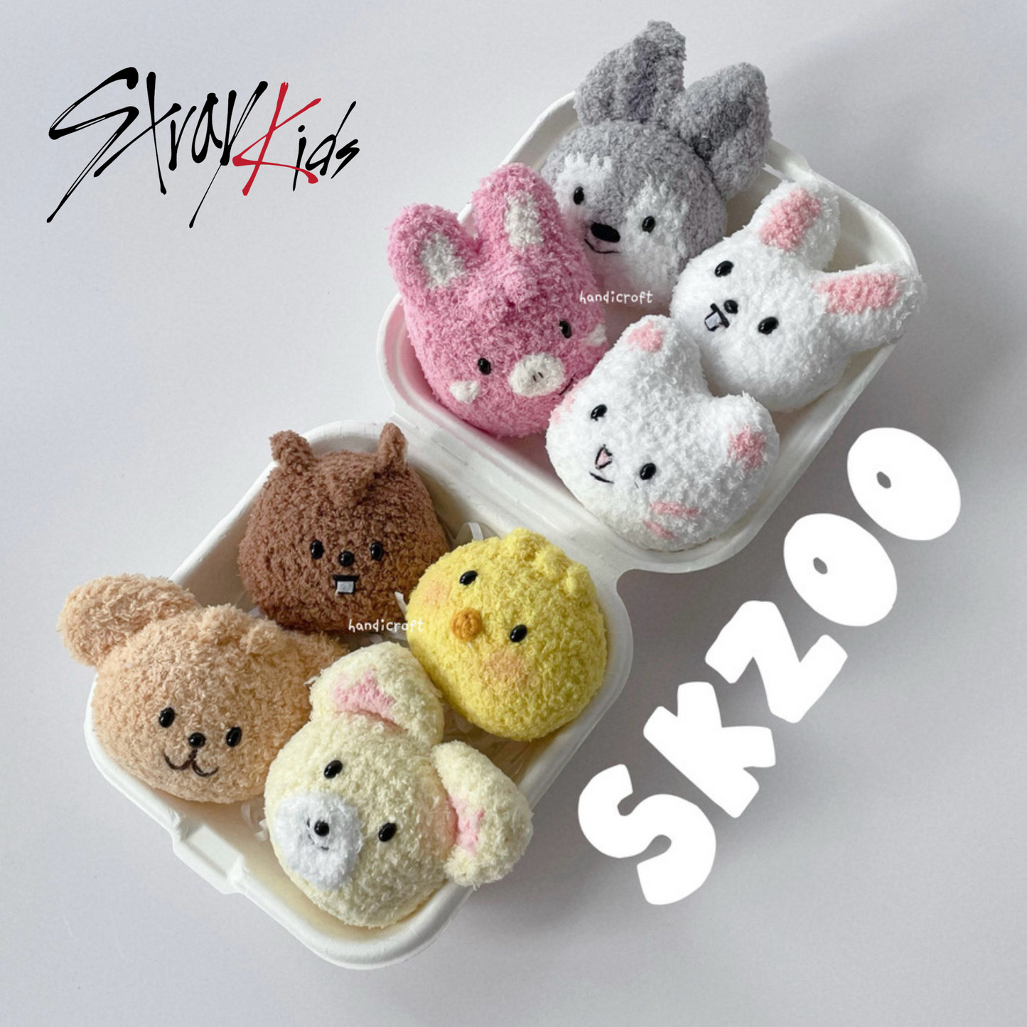 handicroft singapore handmade kpop stray kids SKZOO crochet plush amigurumi keychains 8 animals