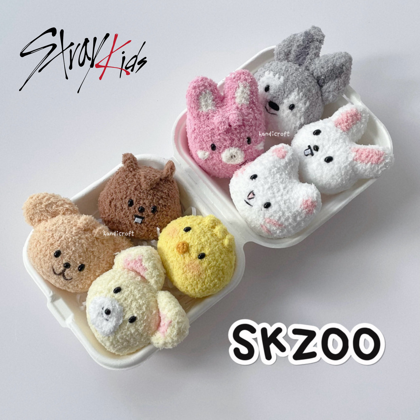 handicroft singapore handmade kpop stray kids SKZOO crochet plush amigurumi keychains 8 animals