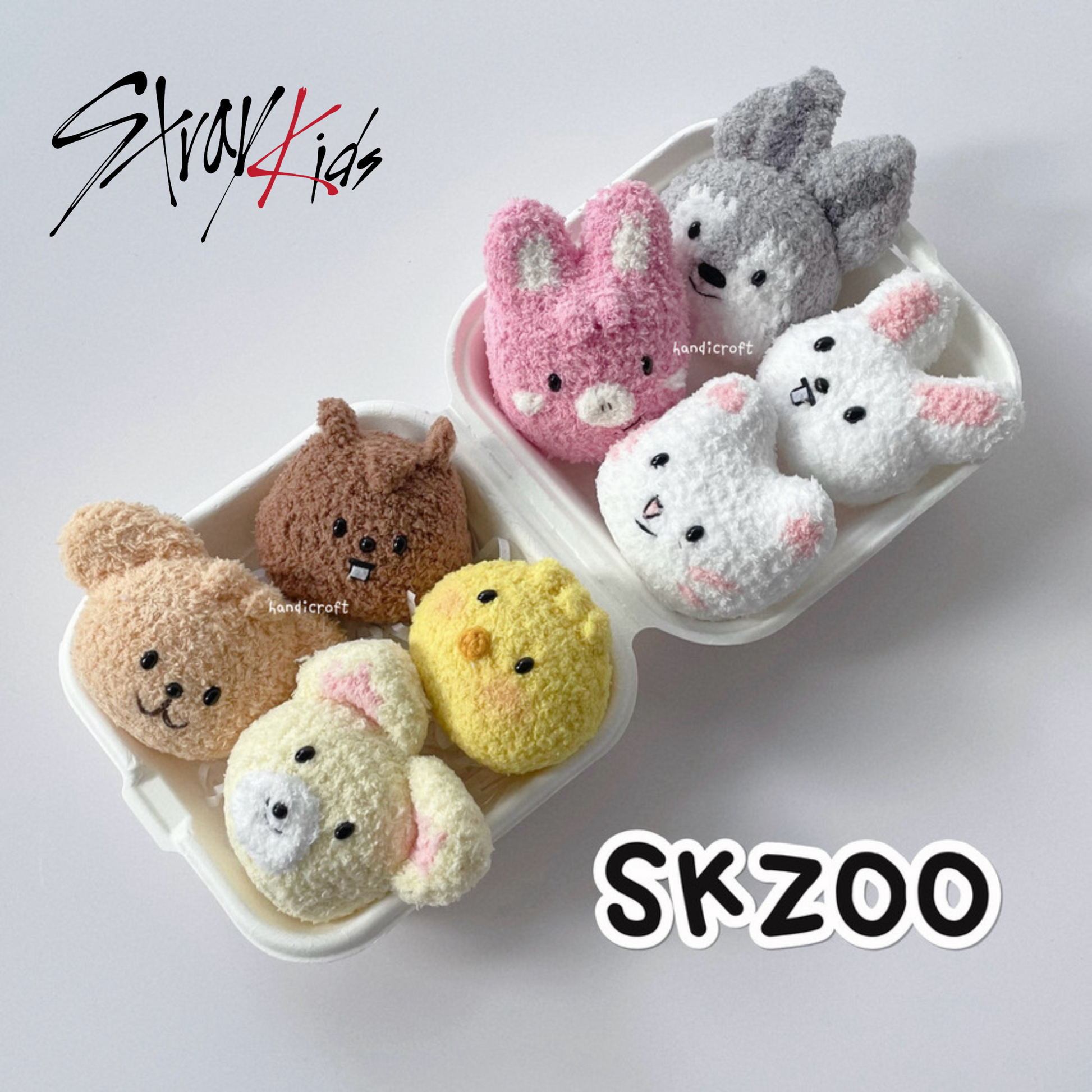 handicroft singapore handmade kpop stray kids SKZOO crochet plush amigurumi keychains 8 animals