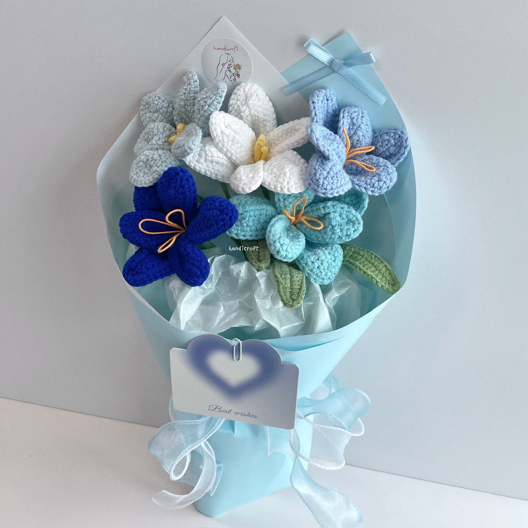 handicroft singpaore handmade crochet open tulips everlasting flower bouquet tulips in bloom blue