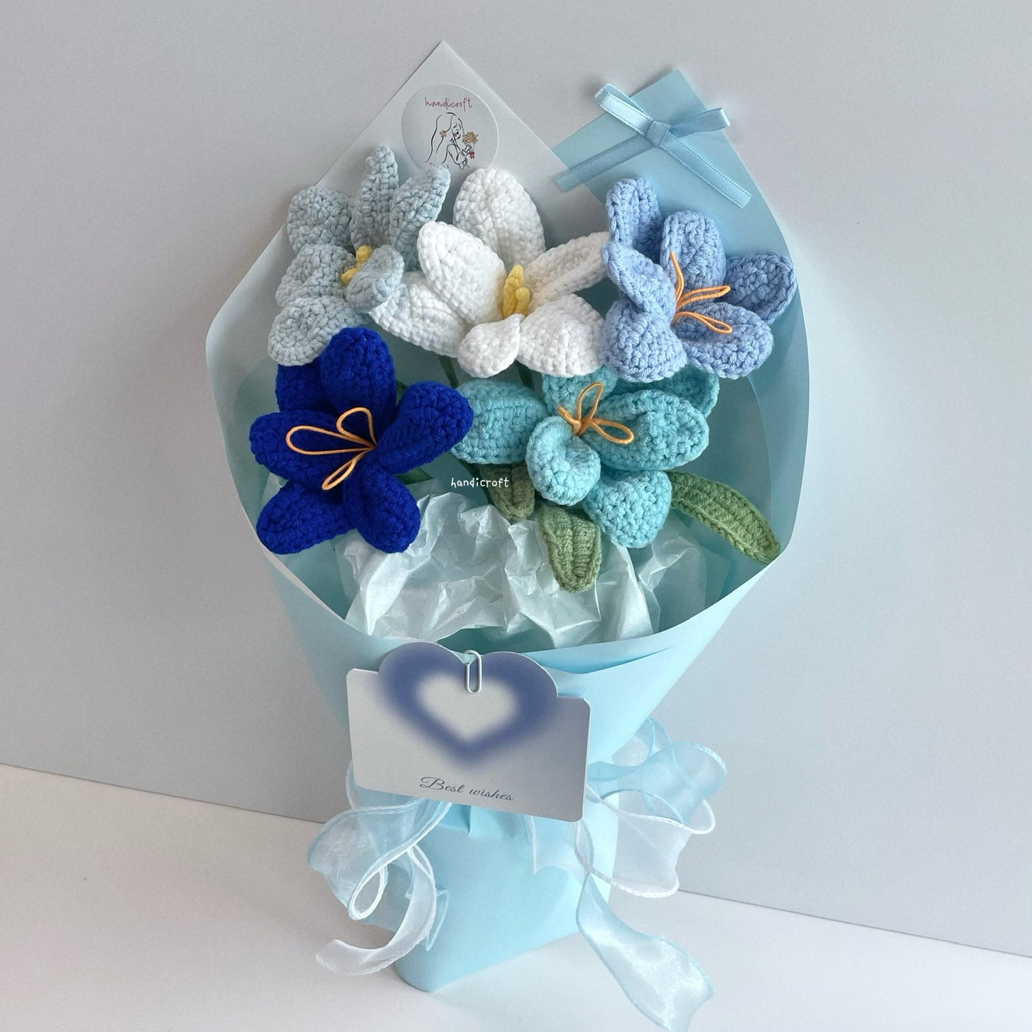 handicroft singpaore handmade crochet open tulips everlasting flower bouquet tulips in bloom blue