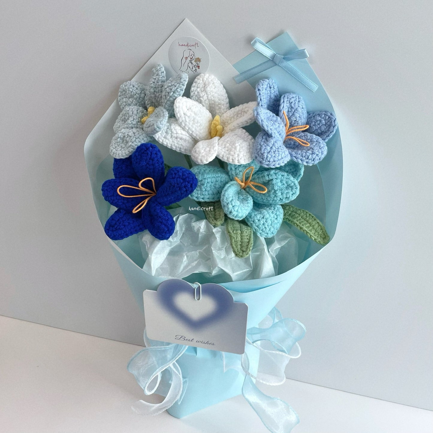 handicroft singpaore handmade crochet open tulips everlasting flower bouquet tulips in bloom blue