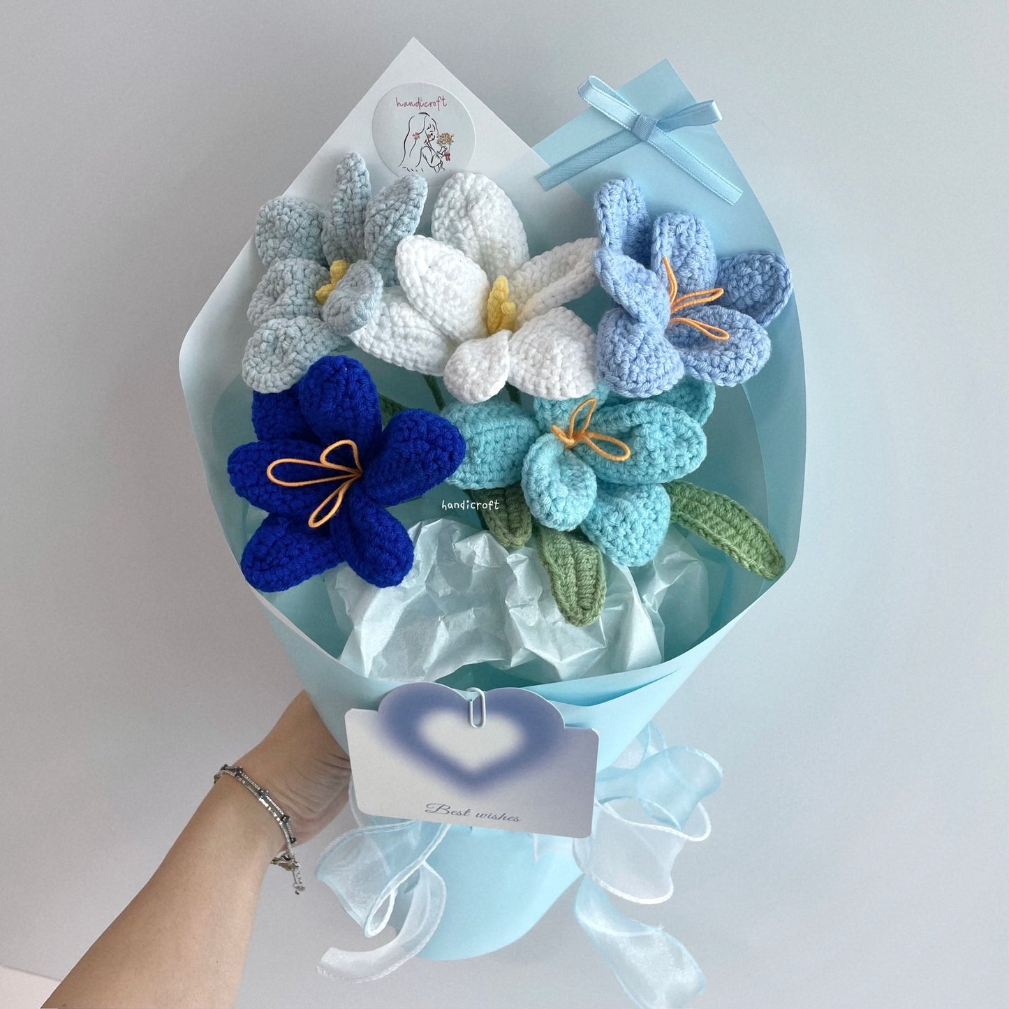 handicroft singpaore handmade crochet open tulips everlasting flower bouquet tulips in bloom blue