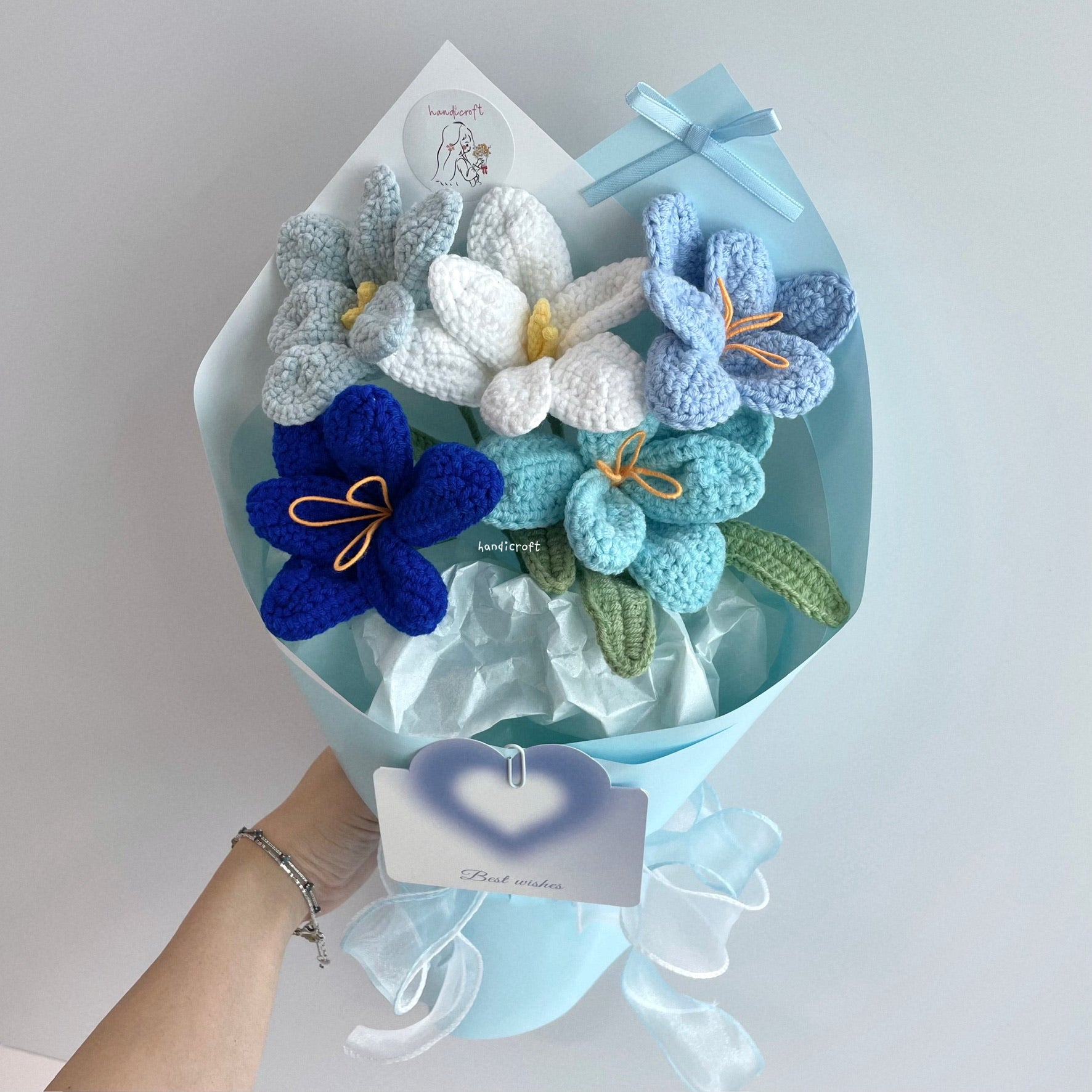 handicroft singpaore handmade crochet open tulips everlasting flower bouquet tulips in bloom blue