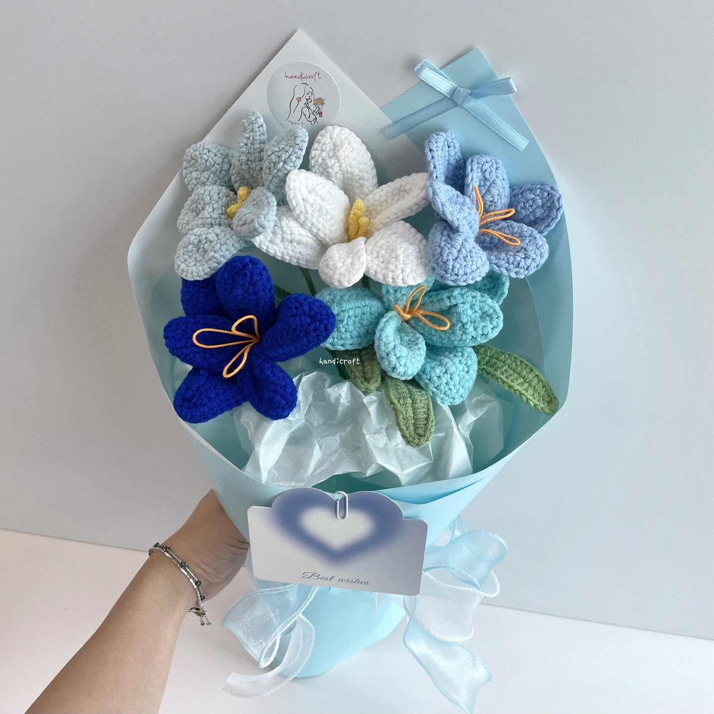 handicroft singpaore handmade crochet open tulips everlasting flower bouquet tulips in bloom blue