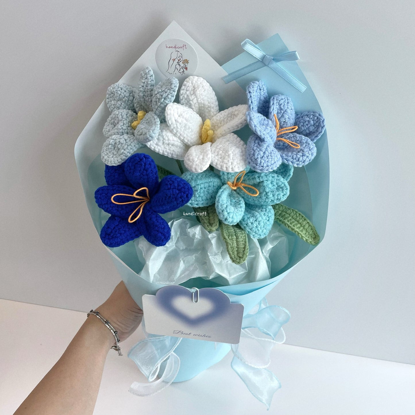 handicroft singpaore handmade crochet open tulips everlasting flower bouquet tulips in bloom blue