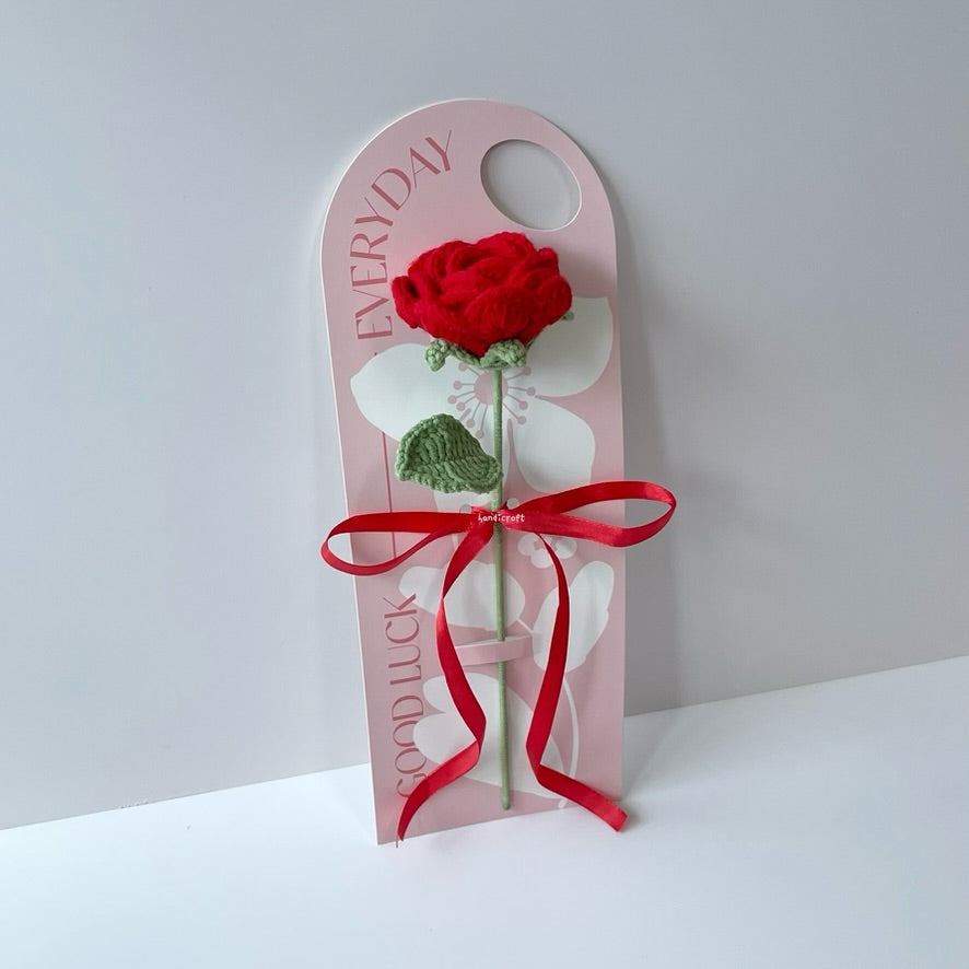 handicroft special crochet rose single stalk