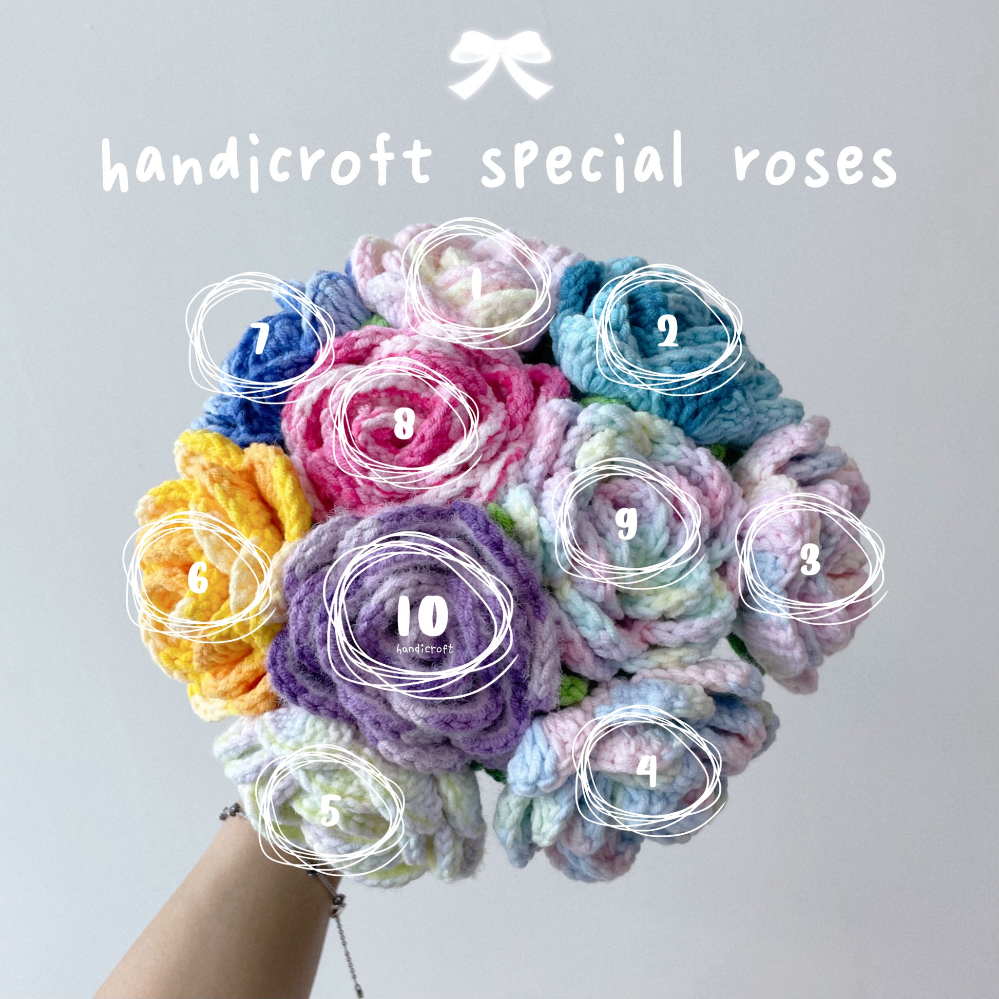 handicroft special crochet rose single stalk ombre roses 10 colours