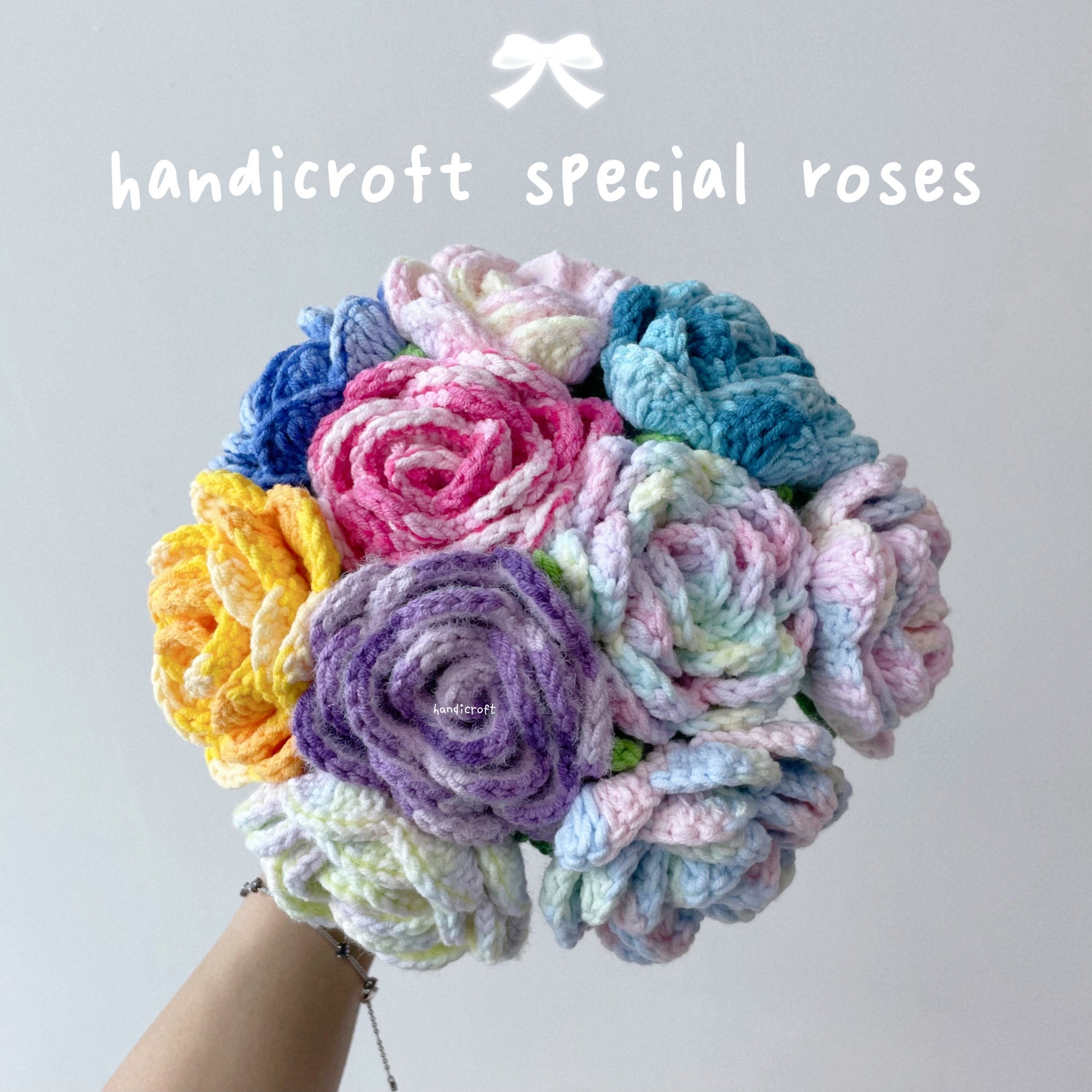 handicroft special crochet rose single stalk ombre roses 10 colours