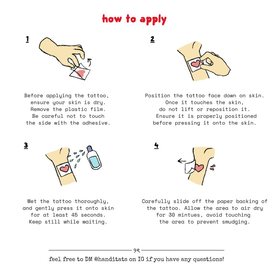 handitats temporary tattoo sticker application instructions