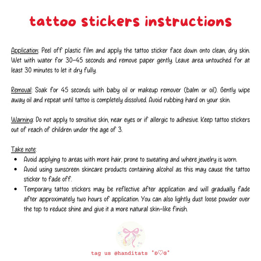 handitats temporary tattoo stickers instructions